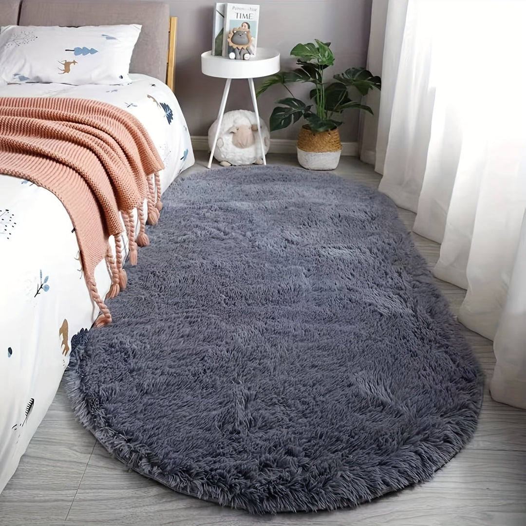 DecoEllis: Tappeto moderno ovale stile neutro con pelo morbido – decorativo per soggiorno e camera da letto