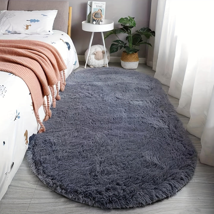DecoEllis: Tappeto moderno ovale stile neutro con pelo morbido – decorativo per soggiorno e camera da letto