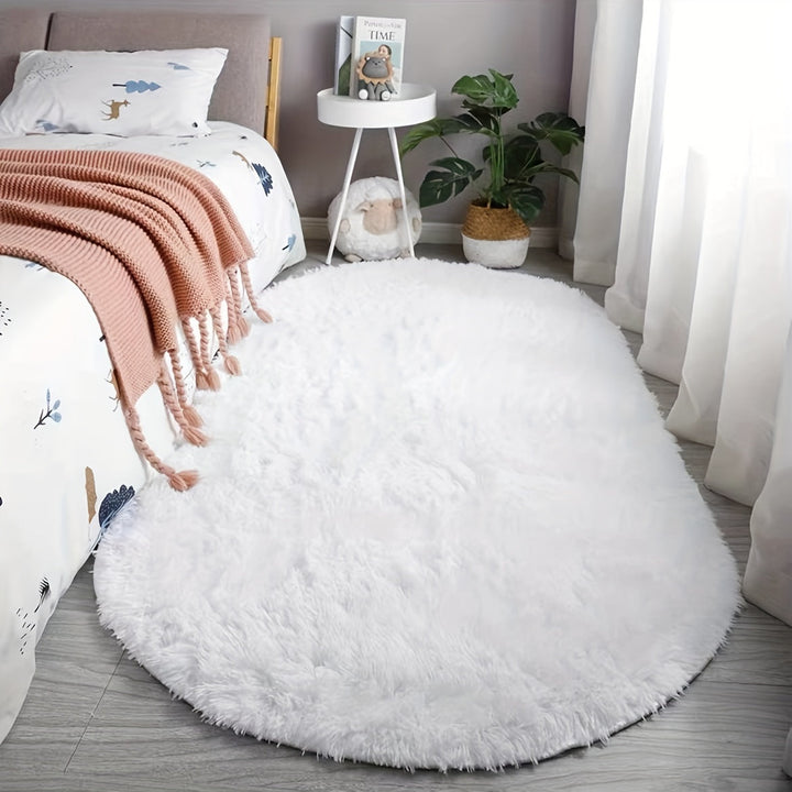 DecoEllis: Tappeto moderno ovale stile neutro con pelo morbido – decorativo per soggiorno e camera da letto
