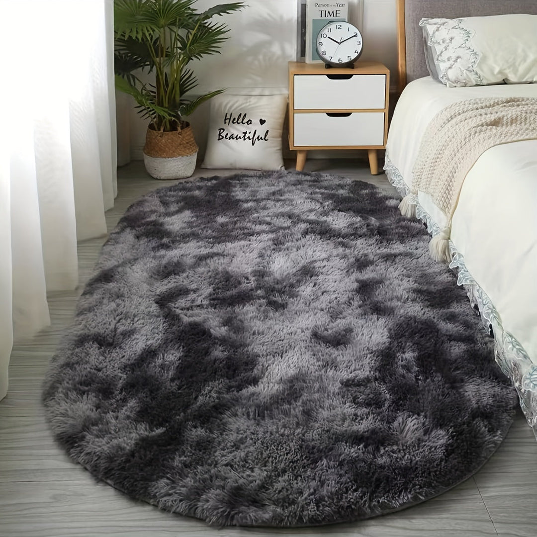DecoEllis: Tappeto moderno ovale stile neutro con pelo morbido – decorativo per soggiorno e camera da letto