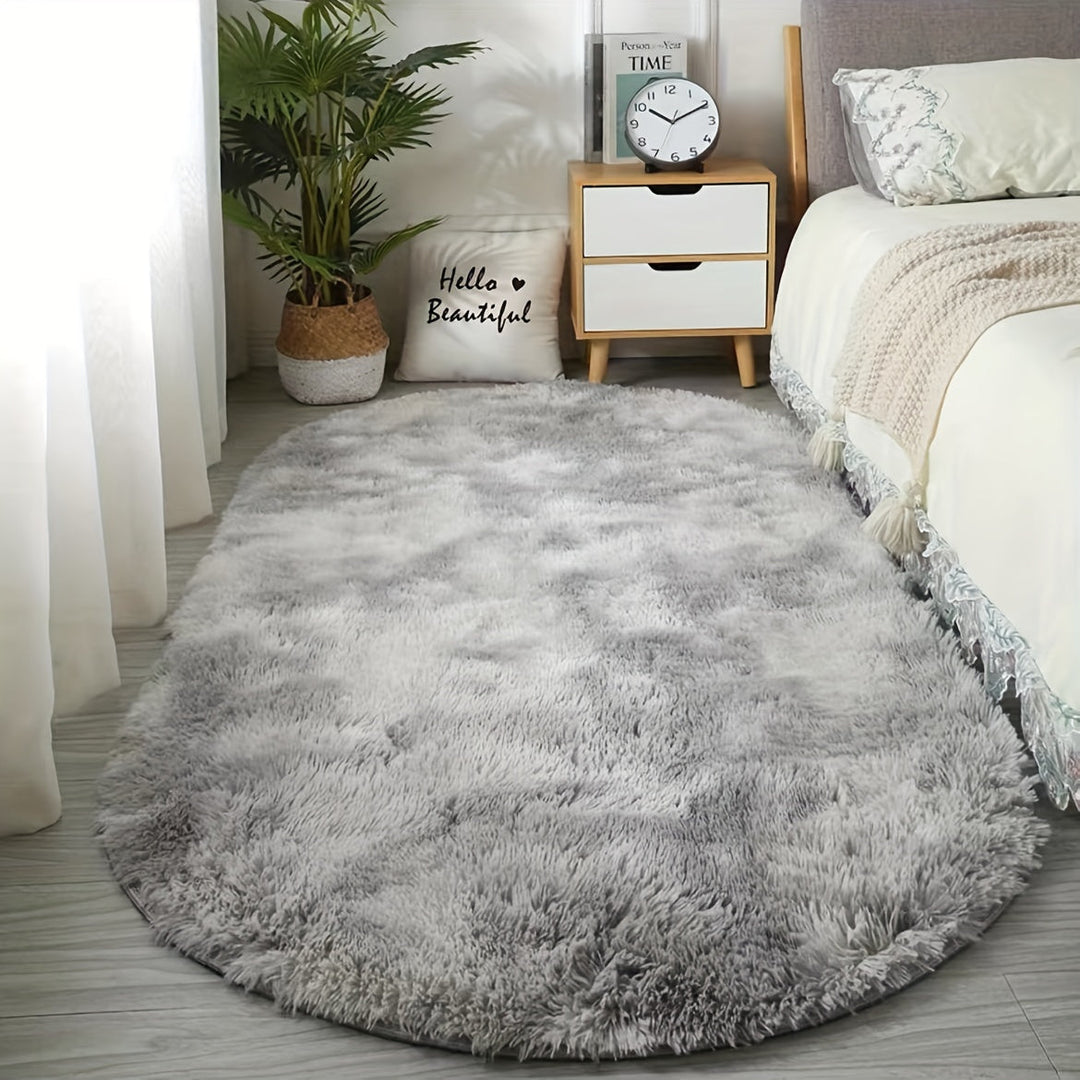 DecoEllis: Tappeto moderno ovale stile neutro con pelo morbido – decorativo per soggiorno e camera da letto