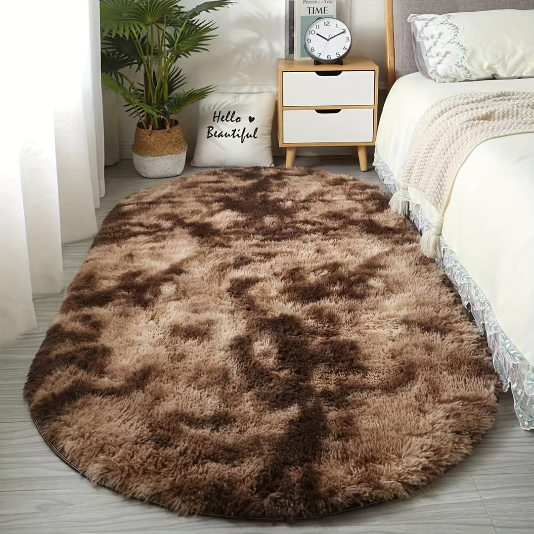 DecoEllis: Tappeto moderno ovale stile neutro con pelo morbido – decorativo per soggiorno e camera da letto