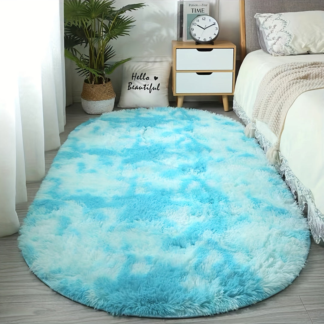 DecoEllis: Tappeto moderno ovale stile neutro con pelo morbido – decorativo per soggiorno e camera da letto