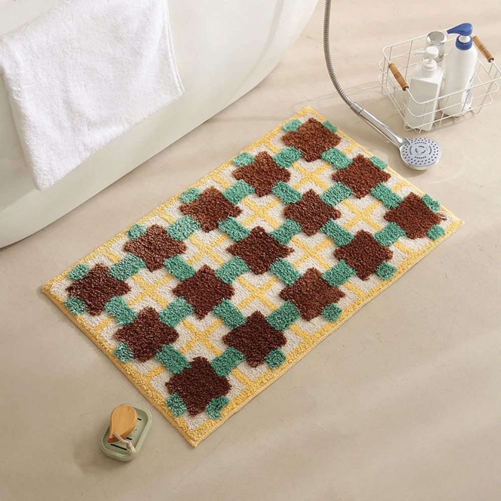 DekoMarok: Tappetino da bagno antiscivolo in design marocchino – Morbido, Assorbente e Facile da Pulire