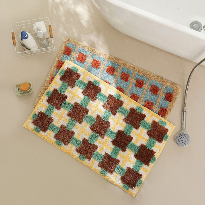DekoMarok: Tappetino da bagno antiscivolo in design marocchino – Morbido, Assorbente e Facile da Pulire