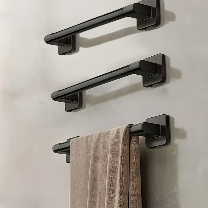 DekoStahl: Porta asciugamani da bagno – set di supporti a parete eleganti in ferro, nero e contemporaneo, salvaspazio e multifunzionale