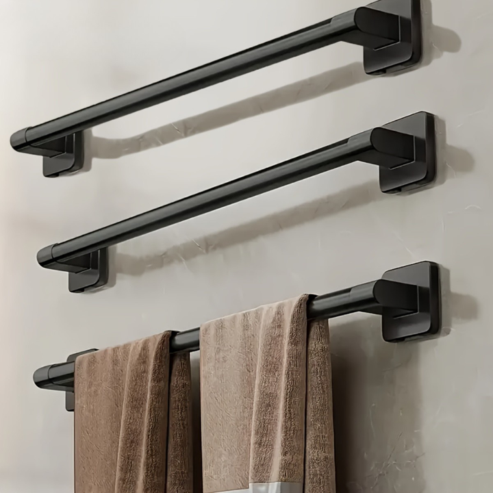 DekoStahl: Porta asciugamani da bagno – set di supporti a parete eleganti in ferro, nero e contemporaneo, salvaspazio e multifunzionale