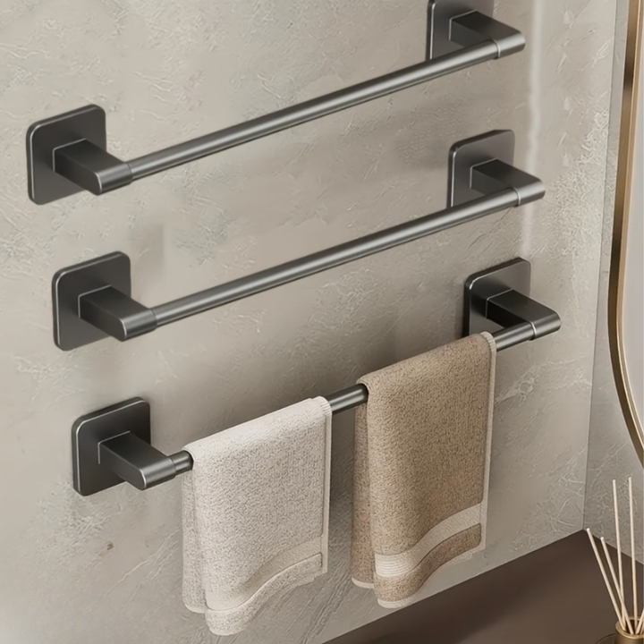 DekoStahl: Porta asciugamani da bagno – set di supporti a parete eleganti in ferro, nero e contemporaneo, salvaspazio e multifunzionale