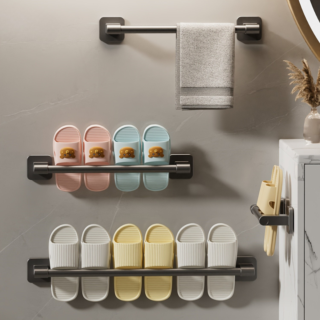 DekoStahl: Porta asciugamani da bagno – set di supporti a parete eleganti in ferro, nero e contemporaneo, salvaspazio e multifunzionale