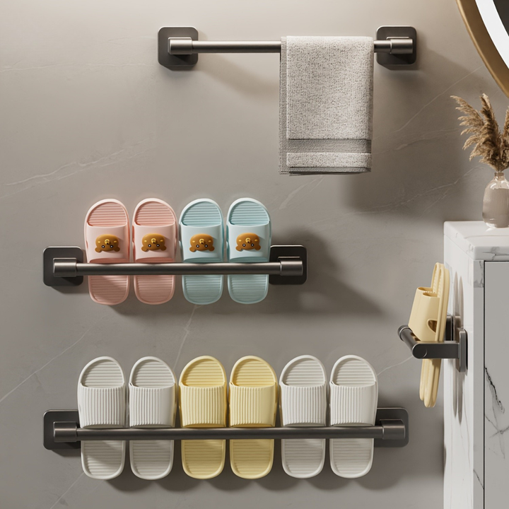 DekoStahl: Porta asciugamani da bagno – set di supporti a parete eleganti in ferro, nero e contemporaneo, salvaspazio e multifunzionale