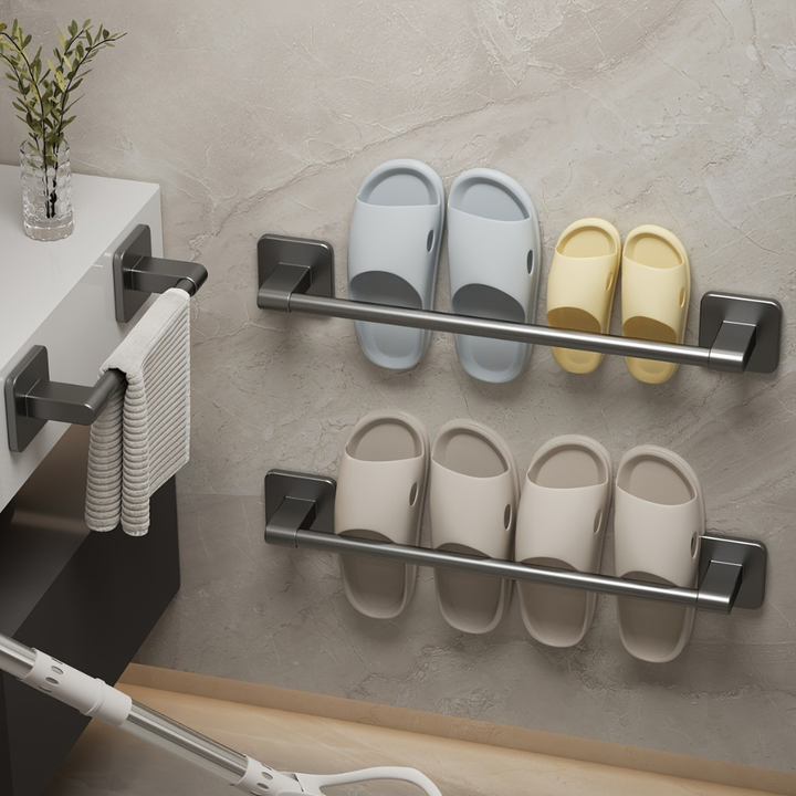 DekoStahl: Porta asciugamani da bagno – set di supporti a parete eleganti in ferro, nero e contemporaneo, salvaspazio e multifunzionale