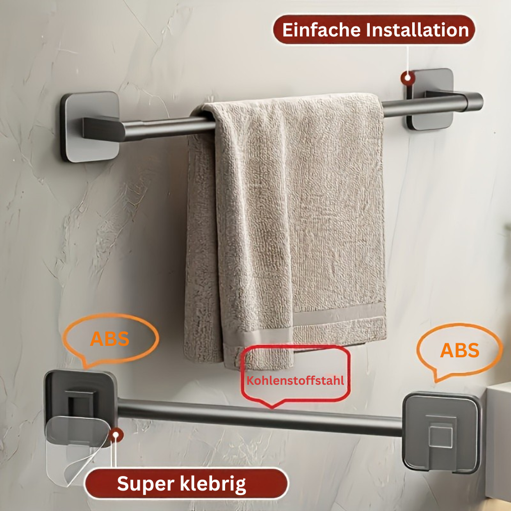 DekoStahl: Porta asciugamani da bagno – set di supporti a parete eleganti in ferro, nero e contemporaneo, salvaspazio e multifunzionale