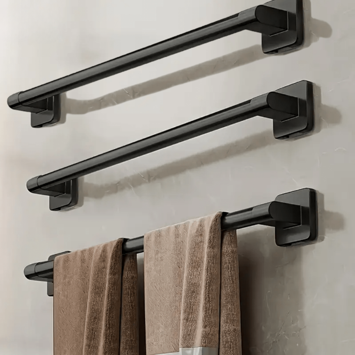 DekoStahl: Porta asciugamani da bagno – set di supporti a parete eleganti in ferro, nero e contemporaneo, salvaspazio e multifunzionale