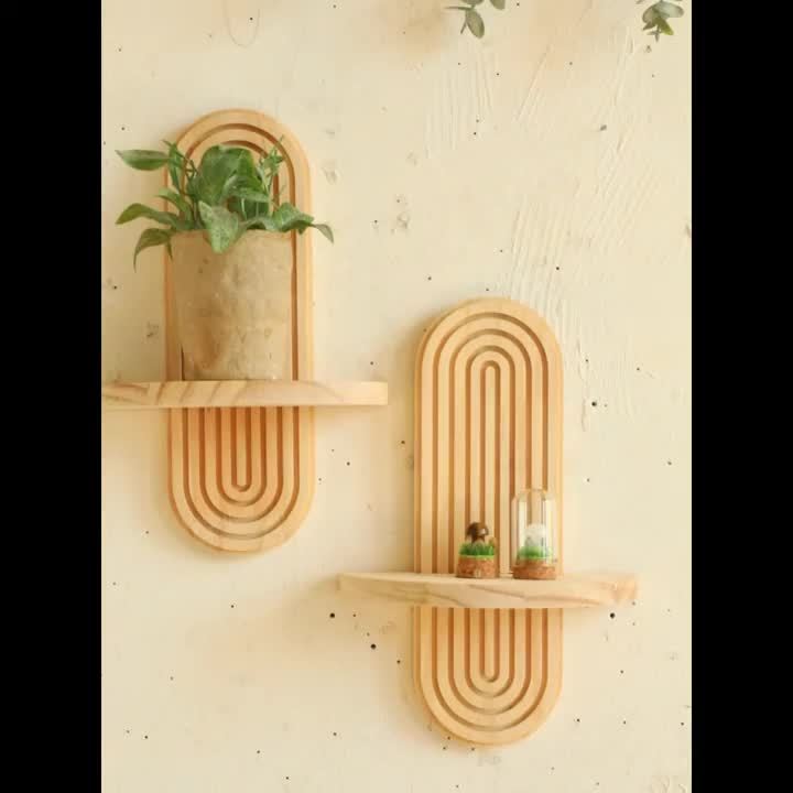 DekoTablett: Mensole da parete in legno – durevoli, decorative e versatili con design a vassoio per piante e foto