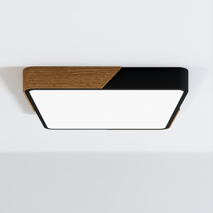 DelphiLicht: Plafoniera quadrata in legno e ferro LED dimmerabile con diffusore in acrilico – per sala da pranzo e soggiorno
