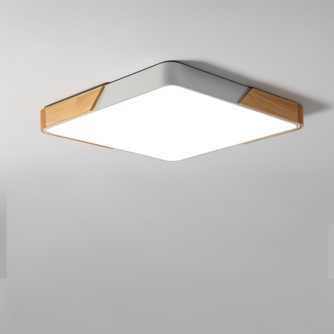 DelphiLicht: Plafoniera quadrata in legno e ferro LED dimmerabile con diffusore in acrilico – per sala da pranzo e soggiorno