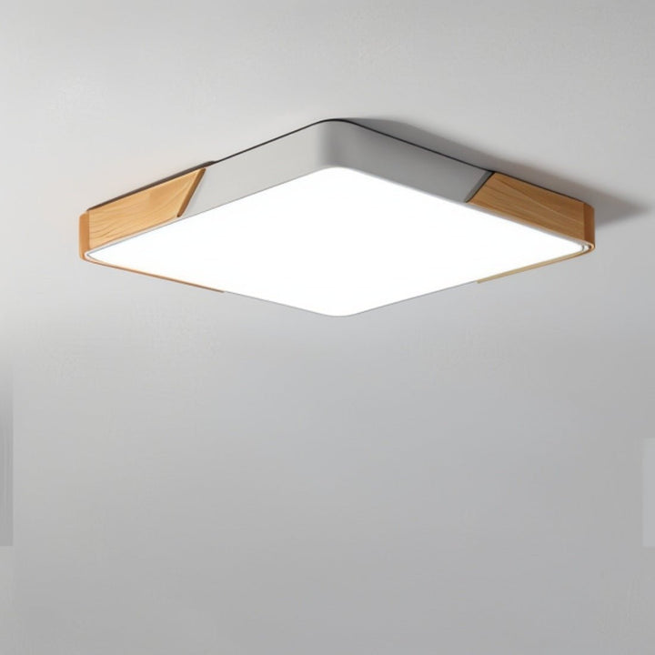 DelphiLicht: Plafoniera quadrata in legno e ferro LED dimmerabile con diffusore in acrilico – per sala da pranzo e soggiorno