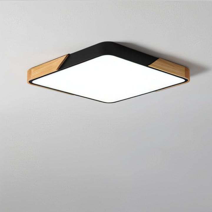 DelphiLicht: Plafoniera quadrata in legno e ferro LED dimmerabile con diffusore in acrilico – per sala da pranzo e soggiorno