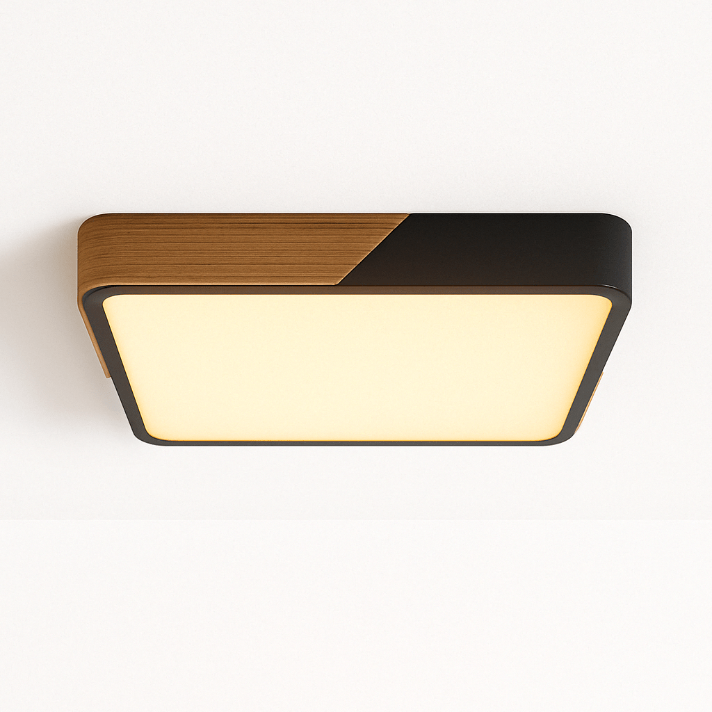 DelphiLicht: Plafoniera quadrata in legno e ferro LED dimmerabile con diffusore in acrilico – per sala da pranzo e soggiorno