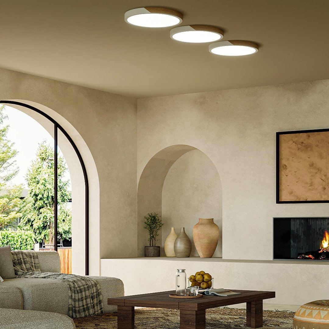 DelphiLicht: Plafoniera quadrata in legno e ferro LED dimmerabile con diffusore in acrilico – per sala da pranzo e soggiorno