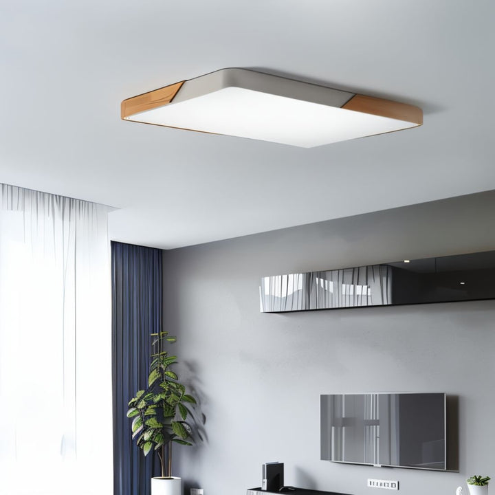 DelphiLicht: Plafoniera quadrata in legno e ferro LED dimmerabile con diffusore in acrilico – per sala da pranzo e soggiorno