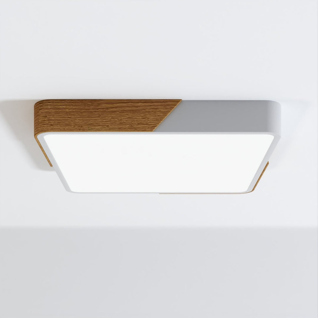 DelphiLicht: Plafoniera quadrata in legno e ferro LED dimmerabile con diffusore in acrilico – per sala da pranzo e soggiorno
