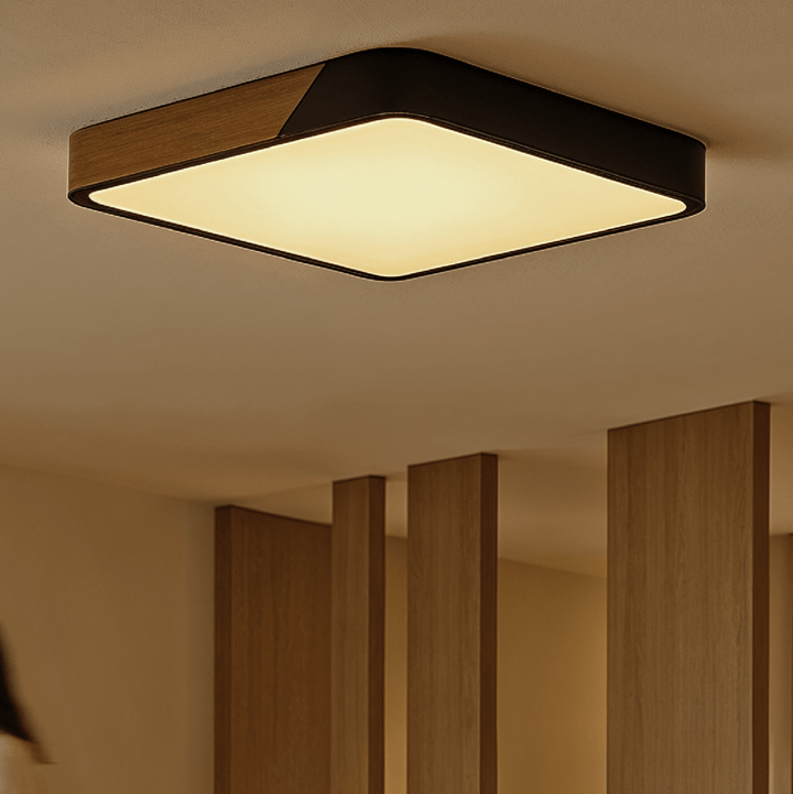 DelphiLicht: Plafoniera quadrata in legno e ferro LED dimmerabile con diffusore in acrilico – per sala da pranzo e soggiorno