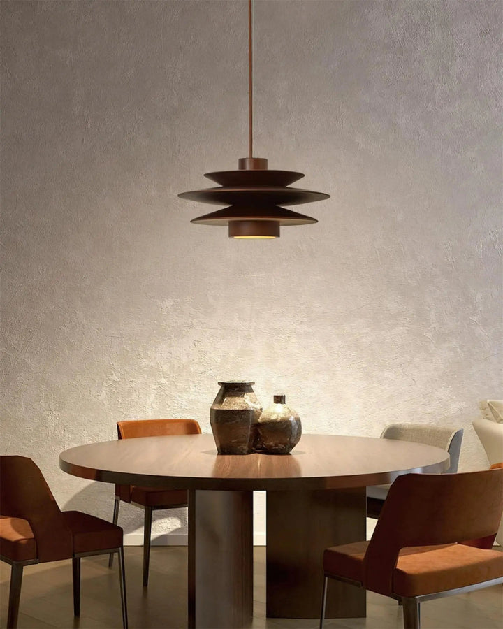 DesignWirbel: Lampada a sospensione in legno – elegante forma a gradini con luce calda, decorativa per lounge e camera da letto