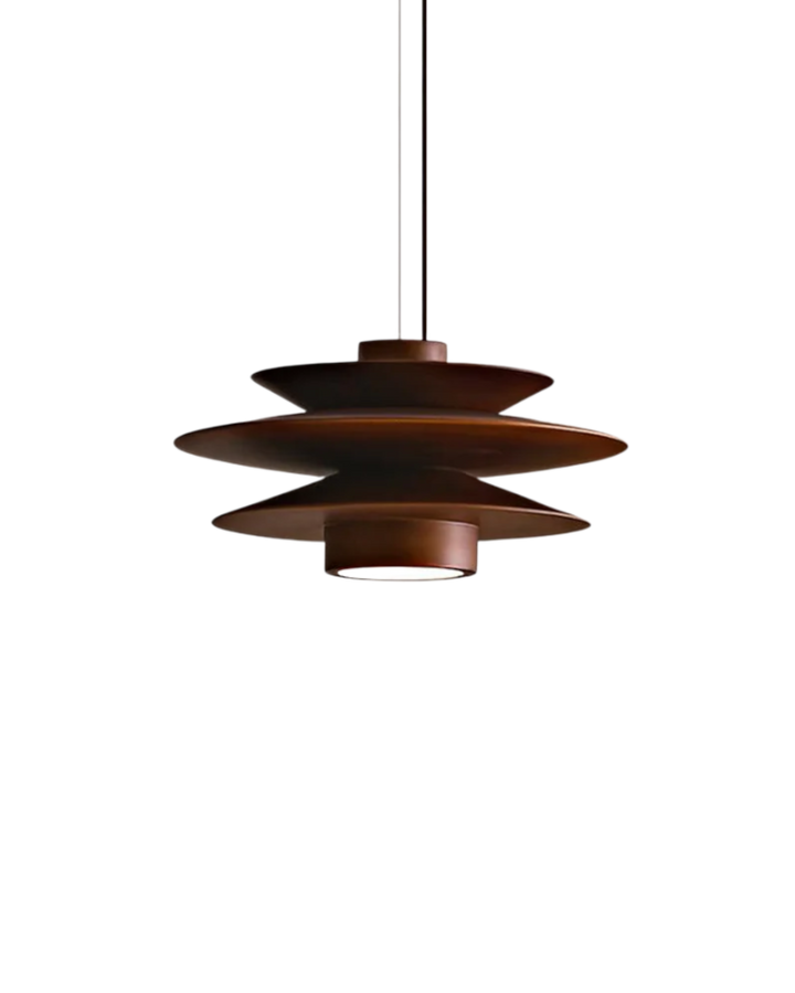 DesignWirbel: Lampada a sospensione in legno – elegante forma a gradini con luce calda, decorativa per lounge e camera da letto
