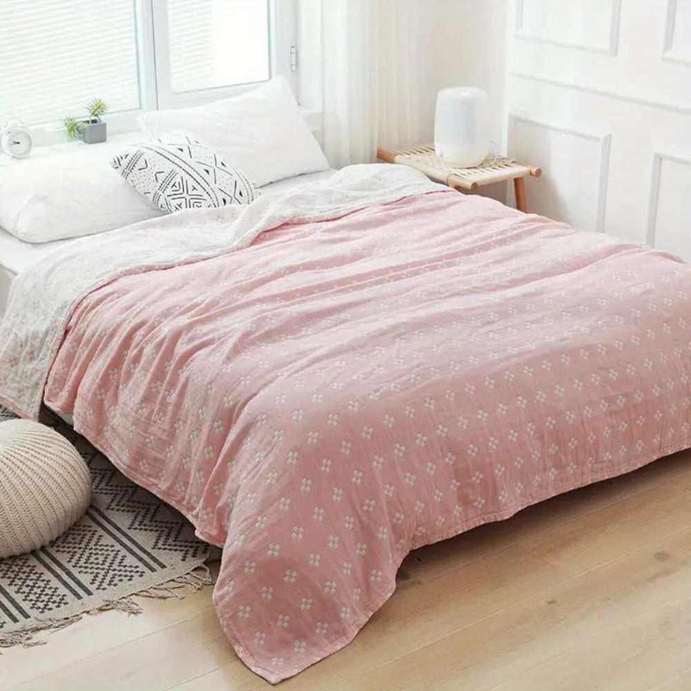 Diamantwebstuhl: Coperta in cotone traspirante con motivo geometrico e texture leggera – per divano e camera da letto