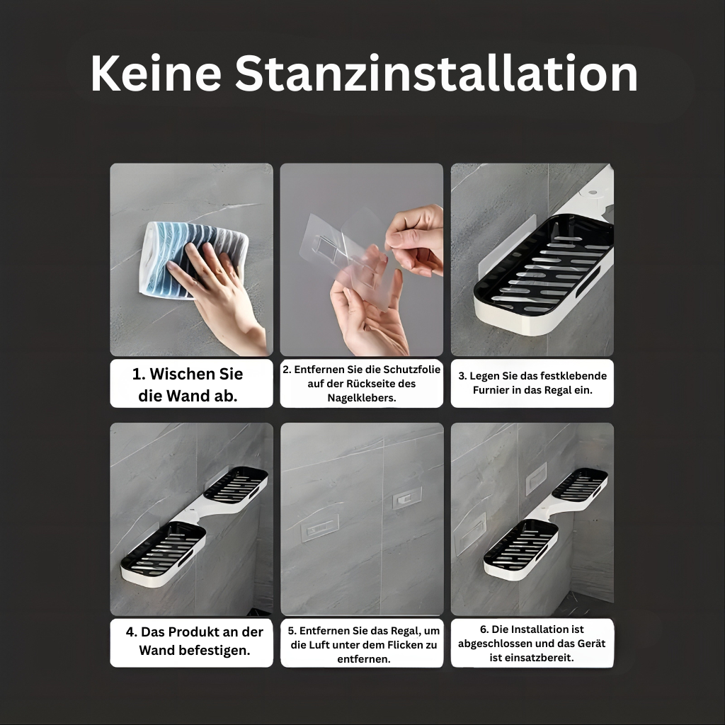 DrehOrdnung: Mensola da parete per bagno – moderno scaffale angolare in plastica, montato a parete e salvaspazio per cosmetici e prodotti per la cura