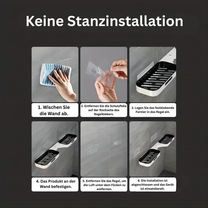 DrehOrdnung: Mensola da parete per bagno – moderno scaffale angolare in plastica, montato a parete e salvaspazio per cosmetici e prodotti per la cura
