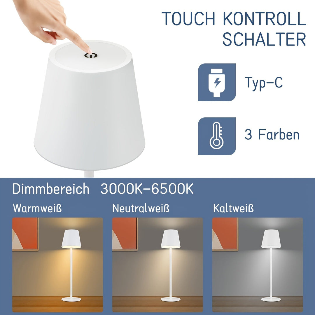 DuoGlow: Set di 2 Lampade da Tavolo LED Senza Fili – Lampade Touch Ricaricabili per Camera da Letto e Soggiorno