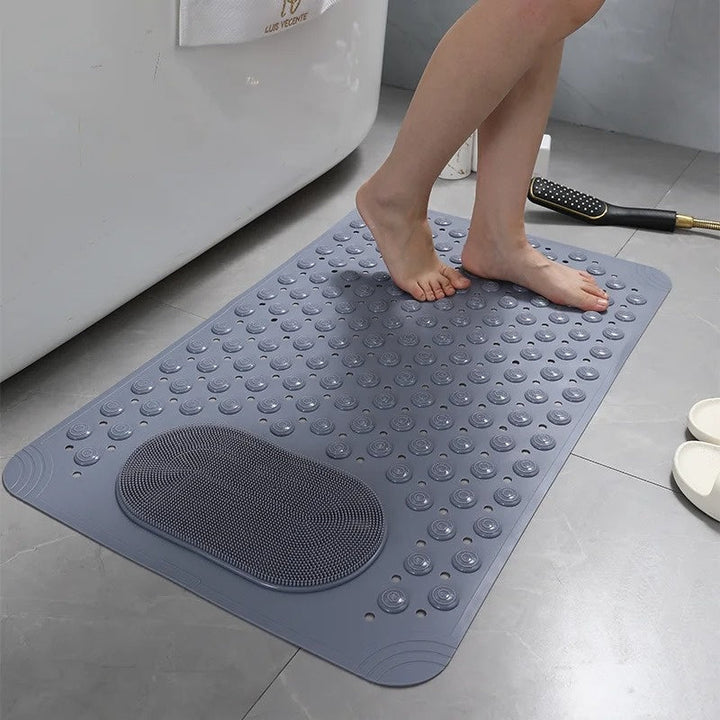 DuschFreude: Tappetino da doccia antiscivolo con massaggio per i piedi – Tappetino da bagno antibatterico e facile da curare con ventose e rapida drenaggio dell&