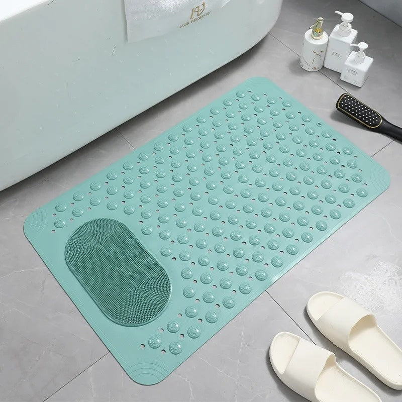DuschFreude: Tappetino da doccia antiscivolo con massaggio per i piedi – Tappetino da bagno antibatterico e facile da curare con ventose e rapida drenaggio dell&