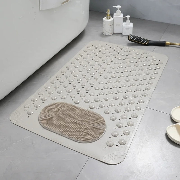 DuschFreude: Tappetino da doccia antiscivolo con massaggio per i piedi – Tappetino da bagno antibatterico e facile da curare con ventose e rapida drenaggio dell&