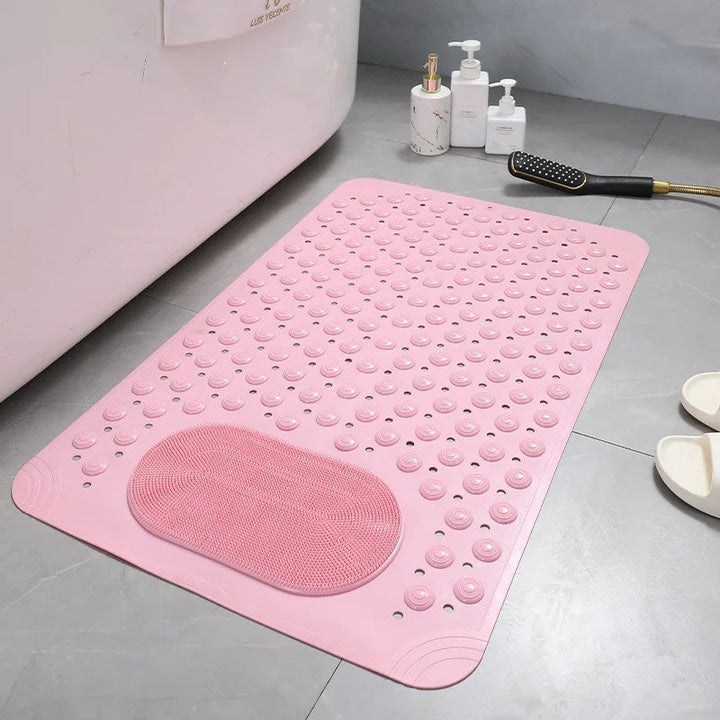 DuschFreude: Tappetino da doccia antiscivolo con massaggio per i piedi – Tappetino da bagno antibatterico e facile da curare con ventose e rapida drenaggio dell&