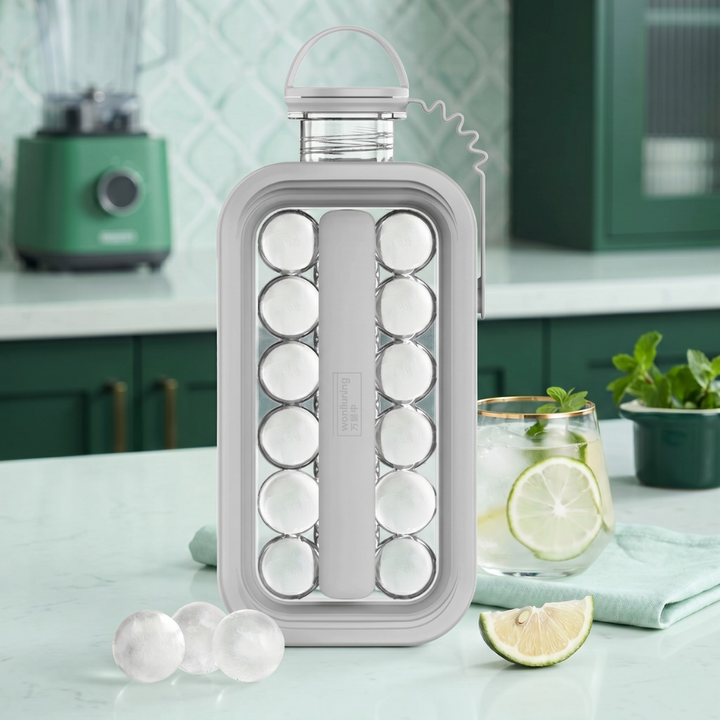 FrostyCraze™ – Bottiglia Portatile 2-in-1 per Palline di Ghiaccio e Ghiaccio
