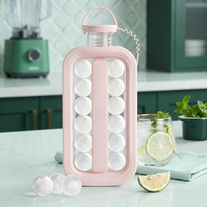 FrostyCraze™ – Bottiglia Portatile 2-in-1 per Palline di Ghiaccio e Ghiaccio