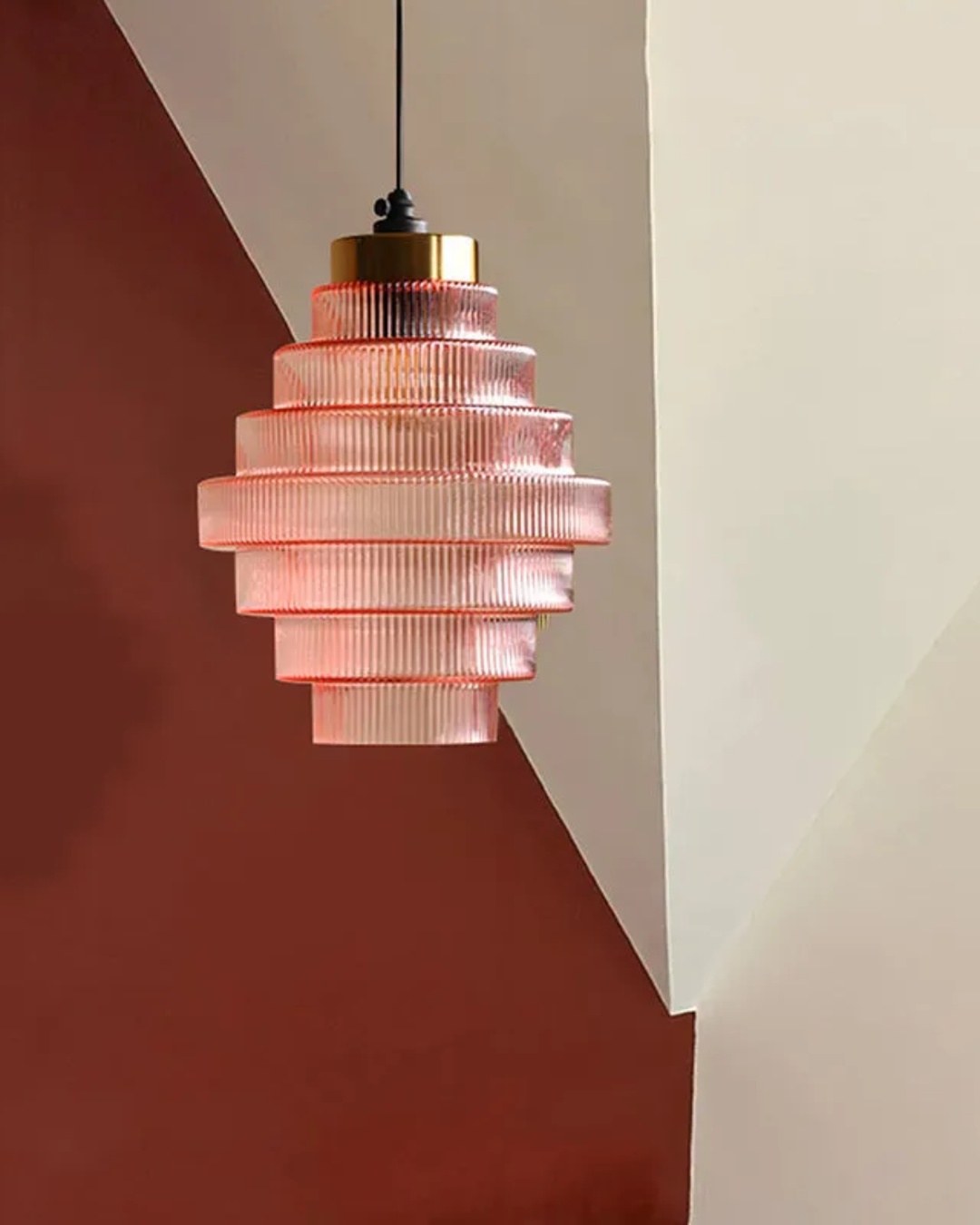 ÉclatAmbiente: Lampada a sospensione design – lampada in vetro dorato con forma sospesa, lussuosa per soggiorno e sala da pranzo