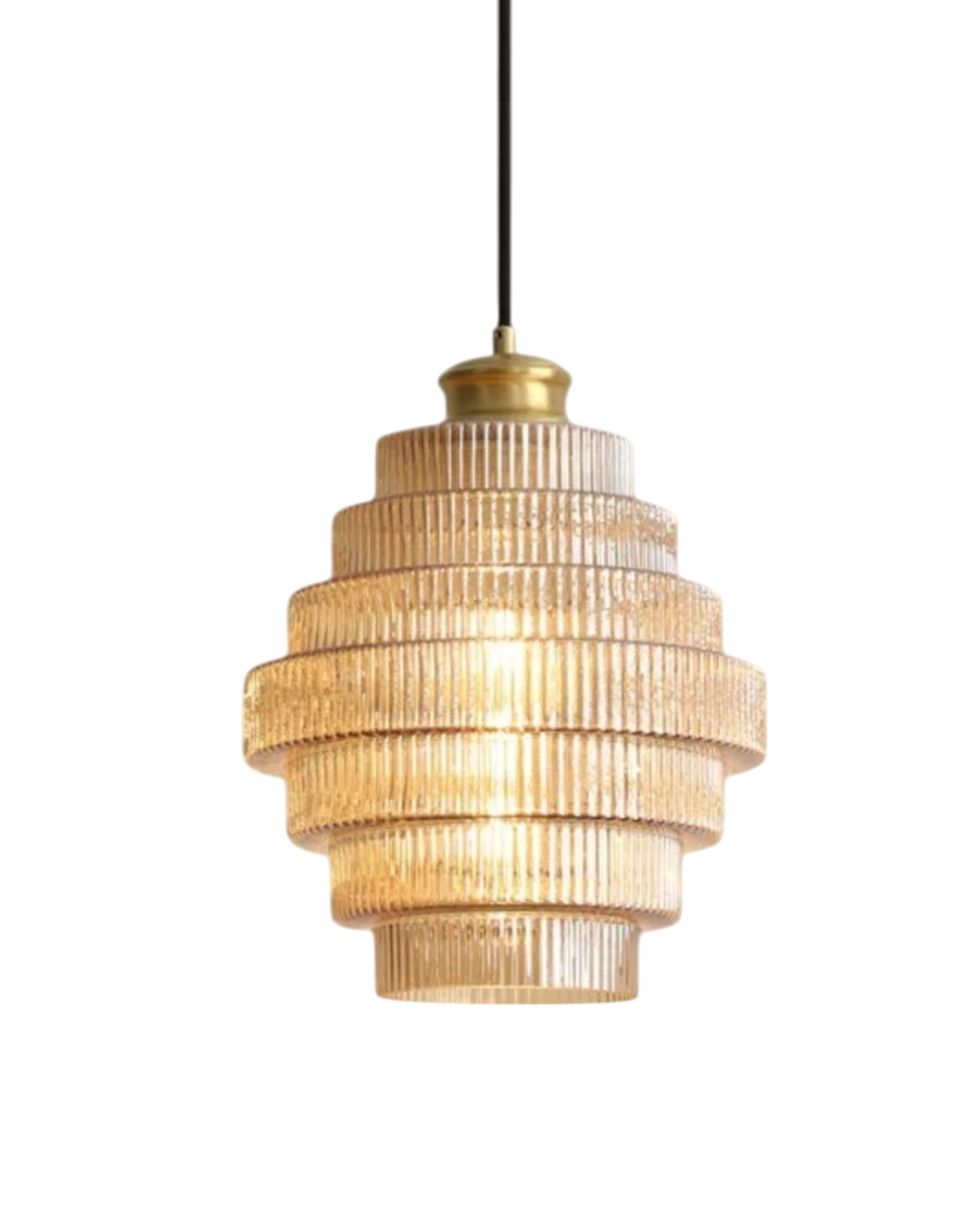 ÉclatAmbiente: Lampada a sospensione design – lampada in vetro dorato con forma sospesa, lussuosa per soggiorno e sala da pranzo