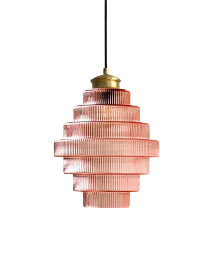 ÉclatAmbiente: Lampada a sospensione design – lampada in vetro dorato con forma sospesa, lussuosa per soggiorno e sala da pranzo