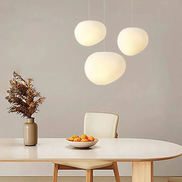 EdelSchein: Lampada a sospensione in pietra bianca – Design in vetro opalino per sala da pranzo e soggiorno