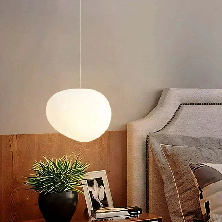 EdelSchein: Lampada a sospensione in pietra bianca – Design in vetro opalino per sala da pranzo e soggiorno