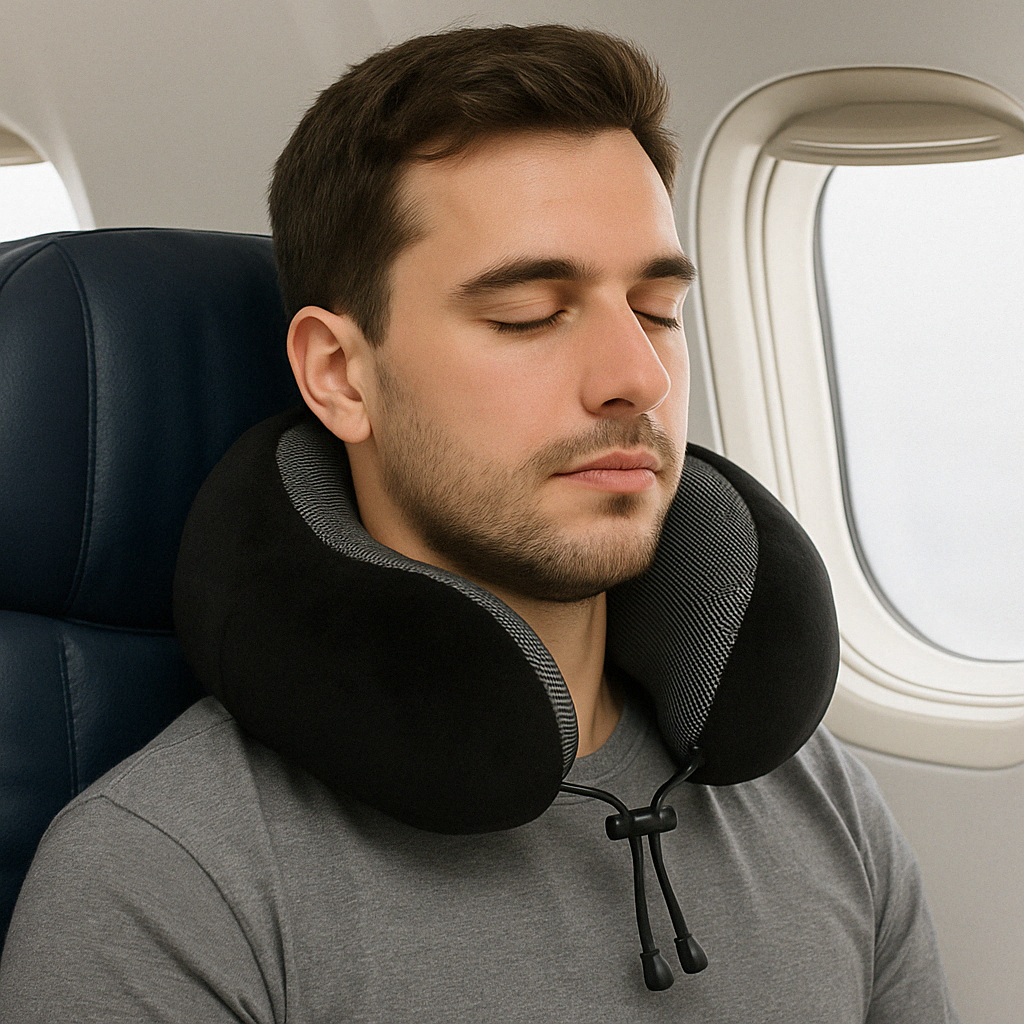EinfachesReisen: Cuscino per il collo ergonomico – supporto ortopedico e allevia la pressione per aereo e auto