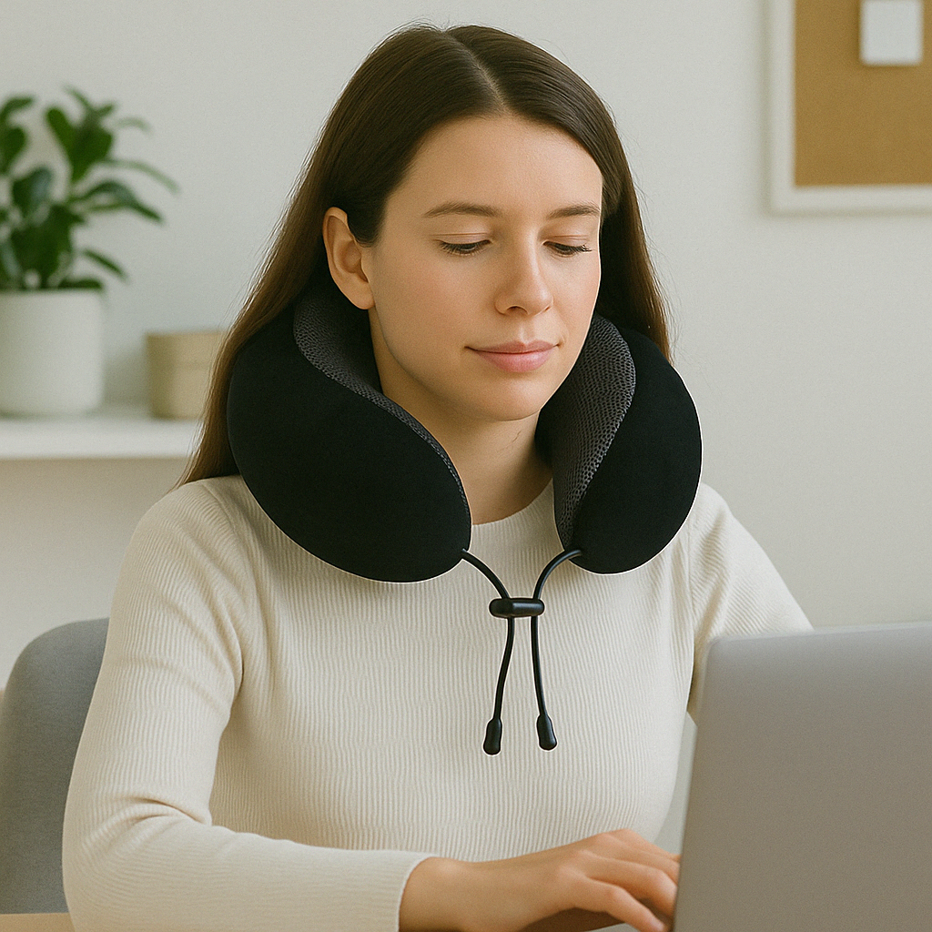EinfachesReisen: Cuscino per il collo ergonomico – supporto ortopedico e allevia la pressione per aereo e auto