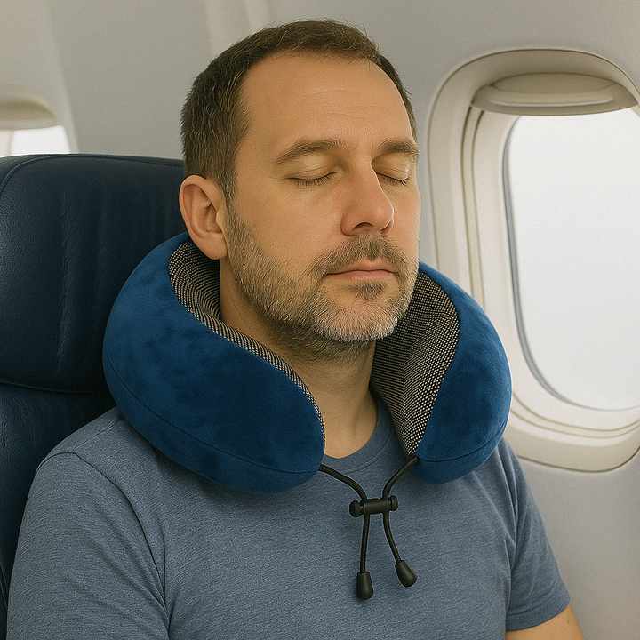 EinfachesReisen: Cuscino per il collo ergonomico – supporto ortopedico e allevia la pressione per aereo e auto