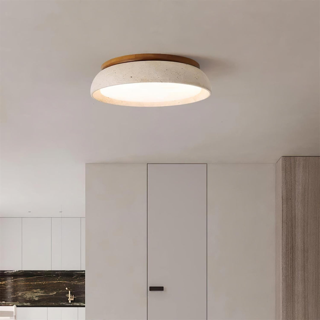 Elantra: Lampada da soffitto in Travertino e Legno – per Soggiorno e Camera da Letto