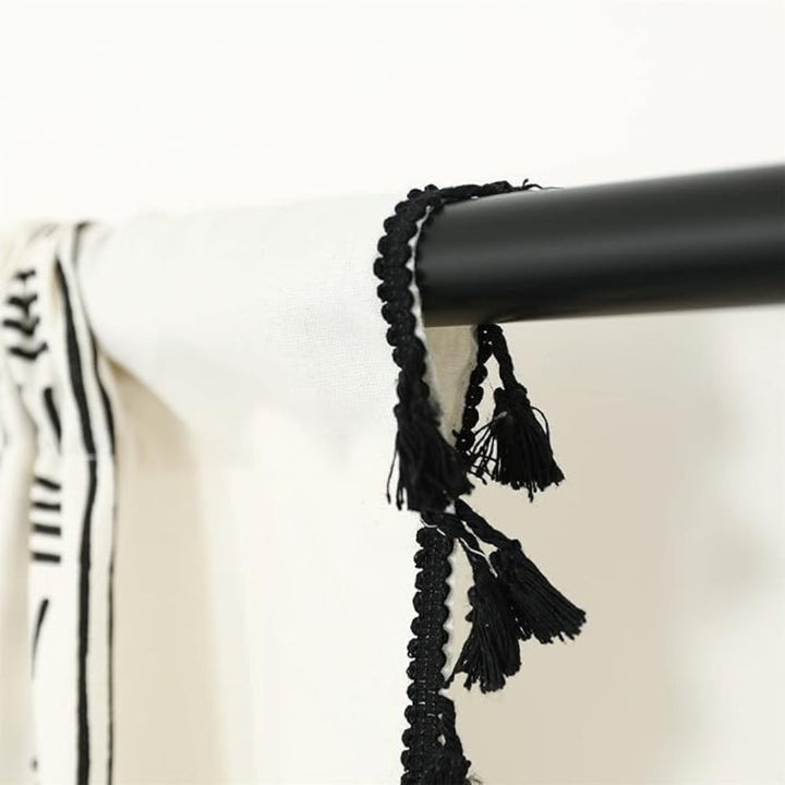 ElegantesGewebe: Tenda con motivo ricamato e frange – oscurante parziale e moderna per aree abitative