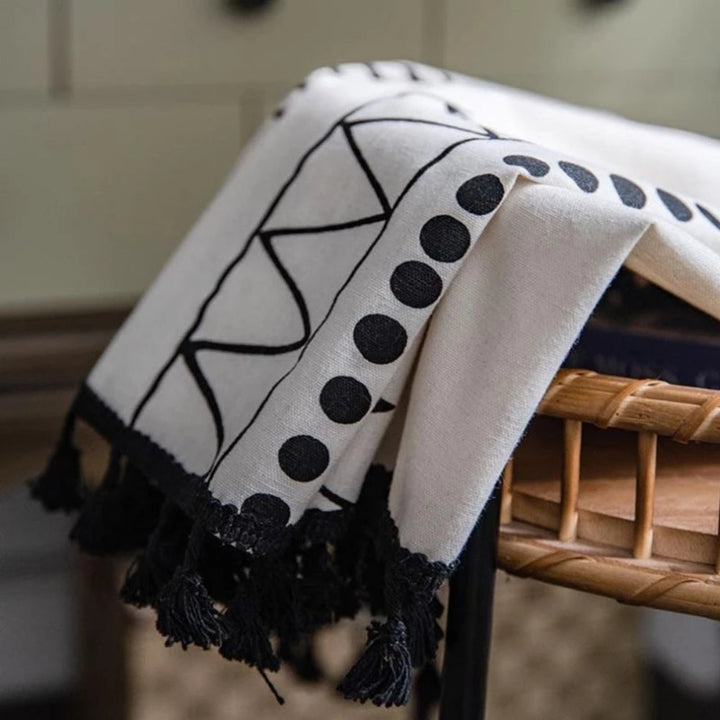 ElegantesGewebe: Tenda con motivo ricamato e frange – oscurante parziale e moderna per aree abitative